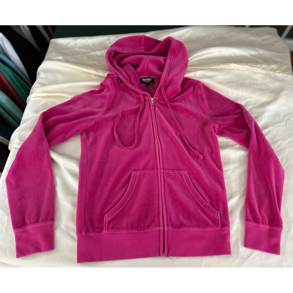 Juicy Couture Black Label Pink Velour Full Zip Hoodie Gold J Y2K Size S